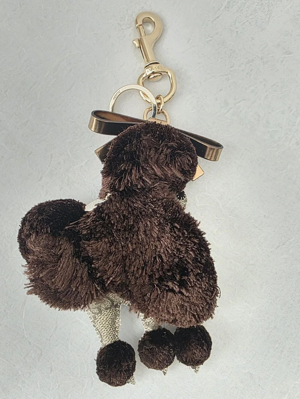 Auth Gucci GG Poodle Plush Key/Bag Charm